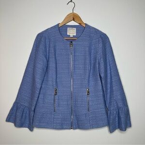 Sail to Sable STS Blue Tweed Zip-Up Blazer Size Small